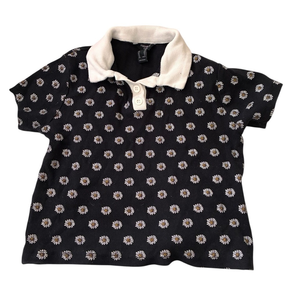 Forever 21 Kids | Daisy knit pullover polo tee shirt